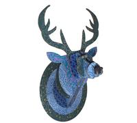 Trophée Cerf en Carton Bleu pailleté