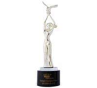 Trophée De Récompense De La Statue d'une Déesse Gracieuse, Trophées en Métal Mouette, Trophée Gravé Personnalisé, Socle en Cristal Noir, Prix du Concours De Danse(Silver)