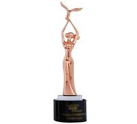 Trophée De Récompense De La Statue d'une Déesse Gracieuse, Trophées en Métal Mouette, Trophée Gravé Personnalisé, Socle en Cristal Noir, Prix du Concours De Danse(Copper)