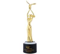 Trophée De Récompense De La Statue d'une Déesse Gracieuse, Trophées en Métal Mouette, Trophée Gravé Personnalisé, Socle en Cristal Noir, Prix du Concours De Danse(Gold)