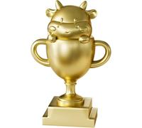 Trophée De Récompense D'or, Trophée De Souvenir De Résine De Statue De Vache De Dessin Animé, Ornement De Bureau De Figurine De Coupe De Trophées Pour Les Récompenses Scolaires De Compétition Sportive