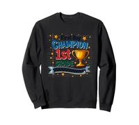 Trophée d'étudiant Premier Jour Champion 1ère année Sweatshirt, Unisexe pour Adultes, Noir, M