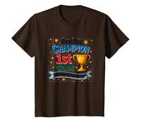 Trophée d'étudiant Premier Jour Champion 1ère année T-Shirt, Enfant, Marron, 4 Ans