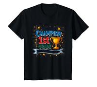 Trophée d'étudiant Premier Jour Champion 1ère année T-Shirt, Enfant, Noir, 4 Ans