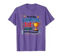 Trophée d'étudiant Premier Jour Champion 1ère année T-Shirt, Homme, Violet Chiné, XL