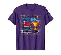 Trophée d'étudiant Premier Jour Champion 1ère année T-Shirt, Homme, Violet, XL
