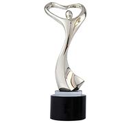 Trophée du Petit Bonhomme Doré Dansant, Trophée Statuette en Métal, Coupe des Vainqueurs Or, Argent Et Bronze, Socle en Cristal Noir, Trophées avec Gravure Personnalisée(Silver)