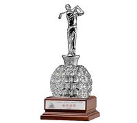 Trophée du Tournoi De Golf Trophée De Lettrage sur Socle en Bois Trophées des Champions d'or, d'argent Et De Bronze Trophée Sportif (Color : Silver, S : 17 * 17 * 43cm)
