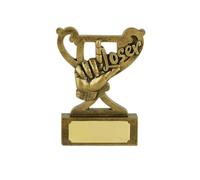 Trophée en argent : Trophée de coupe mini drôle et humoristique pour perdant, geste de la main, pour le deuxième, la dernière place, l’échec, le pire, ornement en forme de L, figurine abordable