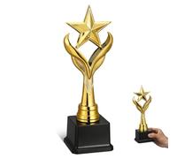Trophée Étoile Cinq Pointes en Plastique, Base Noire, Présent Rentrée | Design Brillant et Léger, Base Personnalisable, pour Cérémonies Scolaires, Banquets D’équipe et Récompenses
