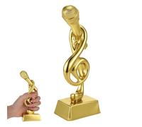 Trophée Microphone Doré Récompense Rétro, en Résine, Note Musicale | Finition Polie Brillante, Coupe Décorative de Bureau, Adaptée aux Animateurs Karaoké, Artistes et Salles de Musique