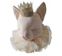 Trophée mural chat en lin déco bébé