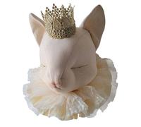 Trophée mural chat en lin ? décoration chambre bébé enfant écru TU