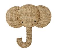 Trophée mural éléphant en fibre végétale 52x50 52x50x5cm Beige