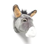 Trophée d'âne en peluche - Bibib - Francis - Gris et blanc - Pour décoration chambre bébé mixte