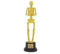 FIESTAS GUIRCA | Prix du Meilleur Costume Squelette (22 cm) - Décoration d'Halloween et Fêtes Costumées - Idéal pour Célébrations et Concours de Costumes de Squelette - Or et Noir