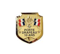 TROPHEES DES VAINQUEURS Insigne Porte-Drapeau 10 Ans 55 x 40 mm | Distinction d'Ancienneté Porte-Drapeau | Décoration pour Cérémonies Officielles, Commémorations et Associations Patriotiques - IPD10
