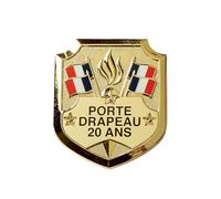 TROPHEES DES VAINQUEURS Insigne Porte-Drapeau 20 Ans 20 x 15 mm | Mini Insigne d'Ancienneté Porte-Drapeau | Décoration pour Cérémonies Officielles et Associations Patriotiques - IPD20PM