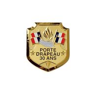 TROPHEES DES VAINQUEURS Insigne Porte-Drapeau 30 Ans 20 x 15 mm | Mini Distinction d'Ancienneté Porte-Drapeau | Décoration pour Cérémonies Officielles et Associations Patriotiques - IPD30PM