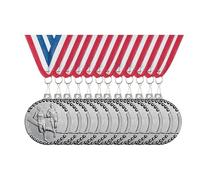 TROPHEES DES VAINQUEURS Lot de 50 Médailles Running Argent avec Rubans Tricolores | Ø 32 mm | Médailles Métal pour Courses à Pied, Trails, Cross et Marathons - M163T