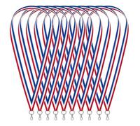 TROPHEES DES VAINQUEURS Lot de 50 Rubans Médaille Tour de Cou Bleu Blanc Rouge 80 x 1 cm | Rubans Tricolores pour Récompenses et Médailles | École, Sport, Tournoi, Association