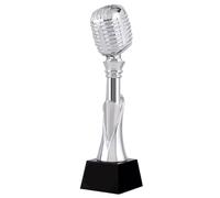 Trophées Trophée De Musique Chantée Trophée du Micro Or, Argent Et Bronze Trophée Gagnant du Concours du Meilleur Chanteur des Campus D'État Et De Province Coupes (Color : Silver, S : 8 * 30cm)