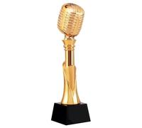 Trophées Trophée De Musique Chantée Trophée du Micro Or, Argent Et Bronze Trophée Gagnant du Concours du Meilleur Chanteur des Campus D'État Et De Province Coupes (Color : Gold, S : 8 * 30cm)