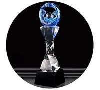 Trophées Trophée Transparent en Verre Bleu Trophée du Lettrage Créatif Trophée De Cadeau De Récompenses De Concours d'art Excellent Prix des Employés Coupes