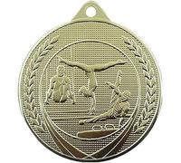 Trophy Monster Lot de 10 médailles de gymnastique dorées en relief avec rubans à clipser 50 mm en fer estampé