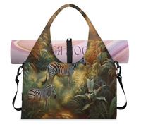 Tropic Forest Zebra Sac de sport pour femme et homme Sac de week-end avec compartiment à chaussures Sac fourre-tout à bandoulière pour yoga, gym, voyage, couleur, L, Organiseur de sac