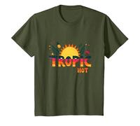 Tropic Like Its Hot Summer Fun Ananas Sun, Hawaïens T-Shirt, Enfant, Olive, 10 Ans