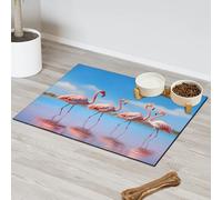 Tropic Sea Beach Flamingo Tapis d'alimentation pour chat et chien Tapis d'alimentation pour animal domestique Tapis d'alimentation absorbant Nti-Slip Contiennent les déversements Protège les sols Set