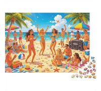 Tropical Beach Jigsaw Puzzles 1000 Piècess Recycled Bikini Ball Senior Puzzles Party Game Props Great Cadeau Idea for Family and Friends Birthdays 70x50cm/1000pcs