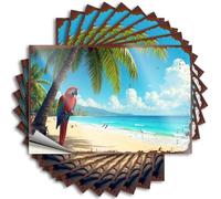 Tropical Beach Tatouages rétro pour ordinateur portable Motif perroquet perché sur palmier 6 x 9 cm