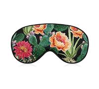 Tropical Blooming Cactus Succulents Sleep Mask Floral Summer Bandeau pour dormir Masque élastique occultant pour les yeux pour une nuit complète de sommeil, de voyage et de sieste
