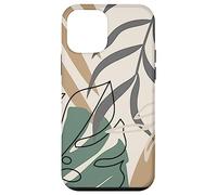 Tropical Botanical Beige Brown Exotic Minimalist Abstract Coque pour iPhone 12 Mini