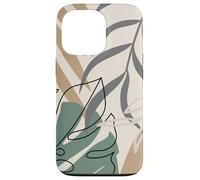 Tropical Botanical Beige Brown Exotic Minimalist Abstract Coque pour iPhone 13 Pro