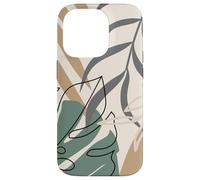 Tropical Botanical Beige Brown Exotic Minimalist Abstract Coque pour iPhone 14 Pro
