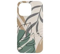 Tropical Botanical Beige Brown Exotic Minimalist Abstract Coque pour iPhone 14 Pro Max
