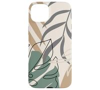 Tropical Botanical Beige Brown Exotic Minimalist Abstract Coque pour iPhone 15 Plus