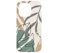 Tropical Botanical Beige Brown Exotic Minimalist Abstract Coque pour iPhone 15 Pro