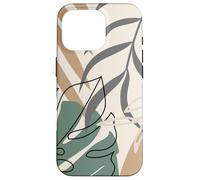 Tropical Botanical Beige Brown Exotic Minimalist Abstract Coque pour iPhone 16 Pro