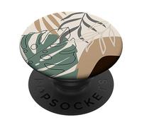 Tropical Botanical Beige Brown Exotic Minimalist Abstract PopSockets PopGrip Adhésif