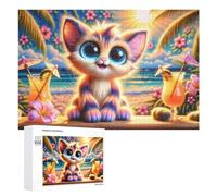 Tropical Cat Cocktail Bar, 1000 PCS Puzzle Décoratif, Cadeau De Saison; pour Les Couples, Amis Et Familles