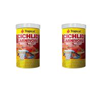 Tropical Cichlid Carnivore Small Pellet 1000ml / 360g - Nourriture rehaussant la Couleur pour cichlidés Carnivores Jeunes ou de Petite Taille (Lot de 2)