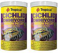 Tropical Cichlid Omnivore Medium Pellet 1000ml / 360g - pour Les cichlidés omnivores de Grande et Moyenne Taille (Lot de 2)