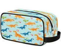 Tropical Dinosaur Dino Paw Print Toiletry Bag Organizer Wash Bag Cosmetic Makeup Bag Storage Pouch Travel Case for Women Men Boys Girls