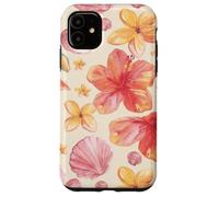 Tropical Hibiscus Seashells Summer Floral Pattern Coque pour iPhone 11