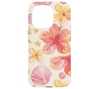 Tropical Hibiscus Seashells Summer Floral Pattern Coque pour iPhone 15 Pro
