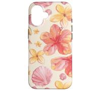 Tropical Hibiscus Seashells Summer Floral Pattern Coque pour iPhone 16